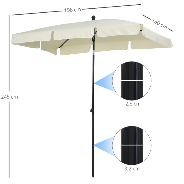 4goodz Kantelbare parasol met volant rechthoekig 198x130x245 cm creme 3068182 large