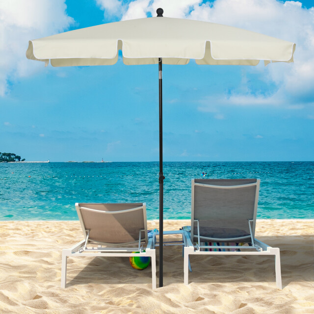 4goodz Kantelbare parasol met volant rechthoekig 198x130x245 cm creme 3068182 large