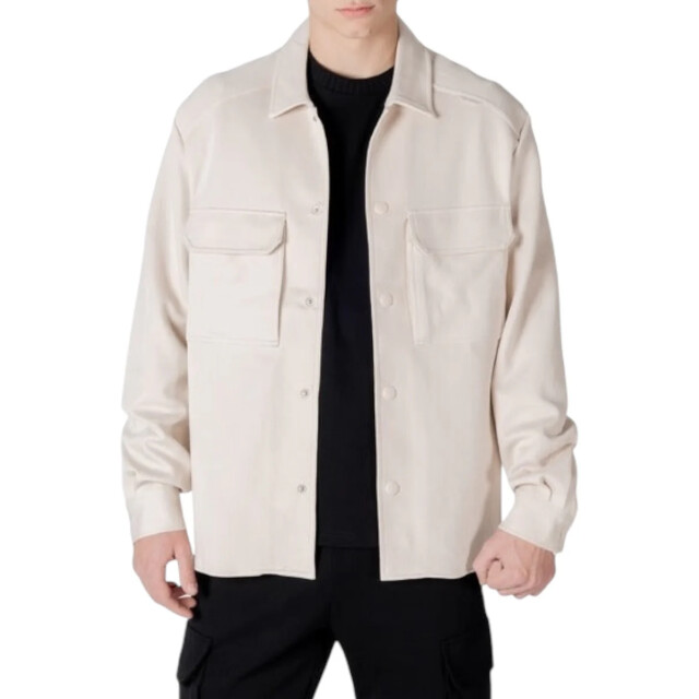 Antony Morato Beige regular fit overhemd jas met zakken Antony Morato Beige Regular Fit Overhemd Jas Met Zakken large