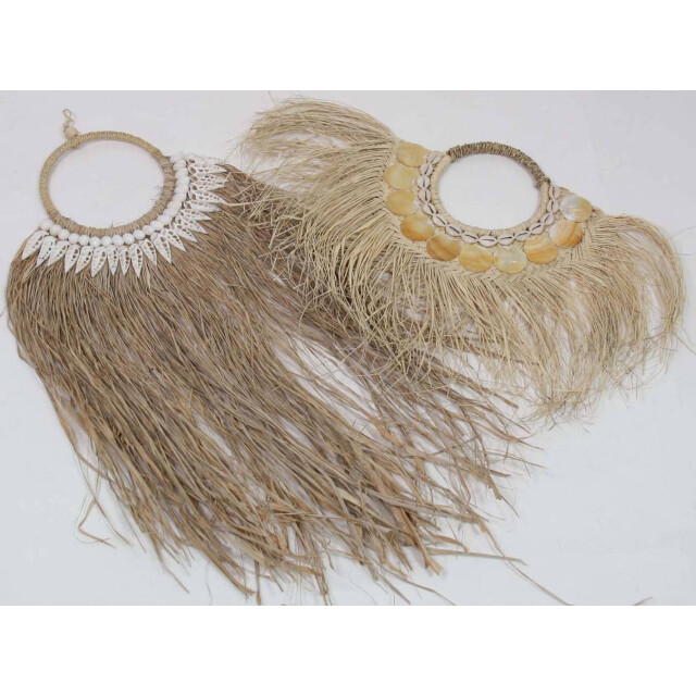 Safaary Wandhanger raffia waaier shell naturel SFWDMD00020 large