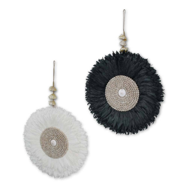 Safaary Wanddecoratie juju hat shell veren schelpen Ø 40cm SFWDMD00035 large