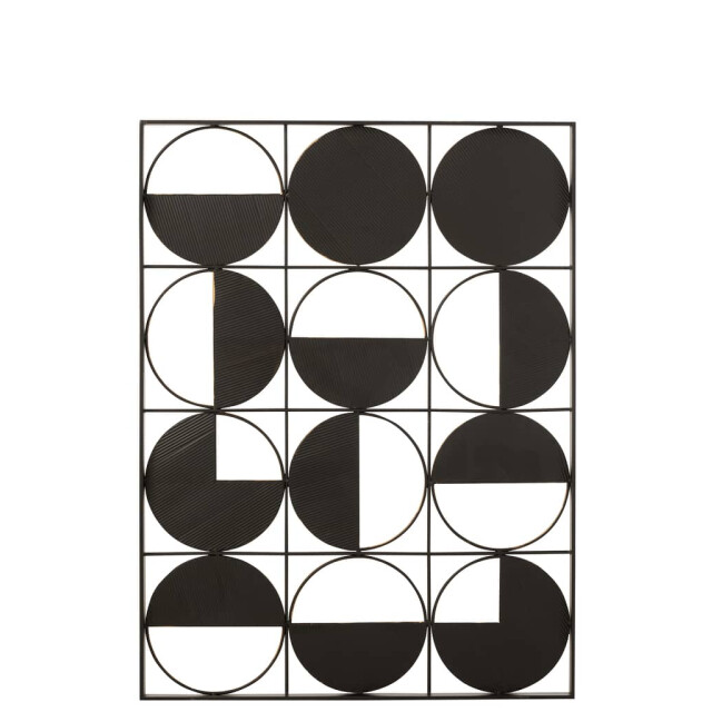J-Line Wanddecoratie ronden ijzer glas zwart 15885 large