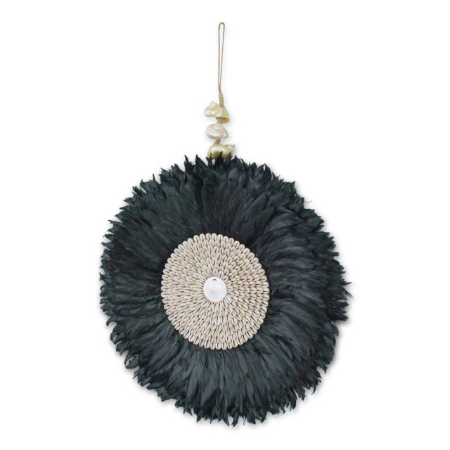 Safaary Wanddecoratie juju hat shell veren schelpen Ø 40cm SFWDMD00035 large