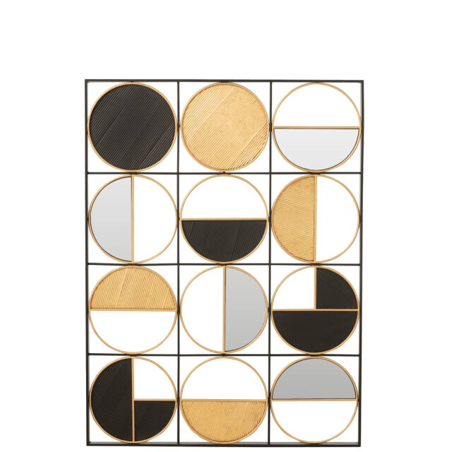 J-Line Wanddecoratie ronden ijzer glas zwart 15885 large
