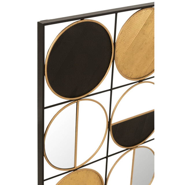 J-Line Wanddecoratie ronden ijzer glas zwart 15885 large