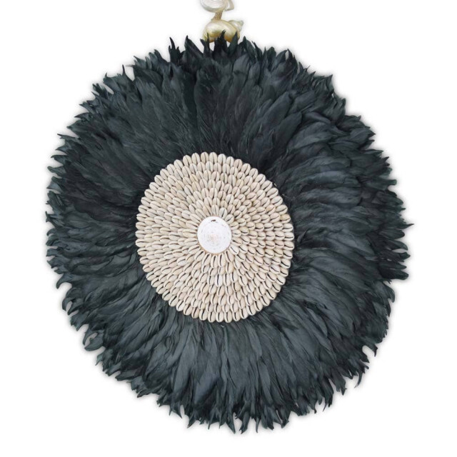 Safaary Wanddecoratie juju hat shell veren schelpen Ø 40cm SFWDMD00035 large