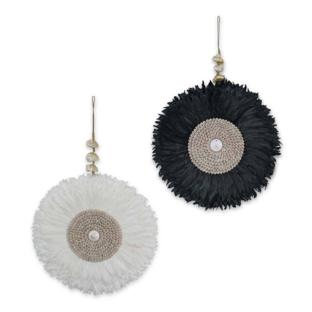 Safaary Wanddecoratie juju hat shell veren schelpen Ø 40cm SFWDMD00035 large