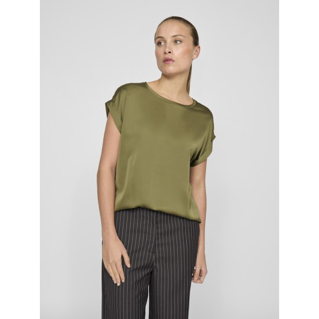 Vila viellette s/s satin top noos 14059563 capulet olive 06613.369.0016 large
