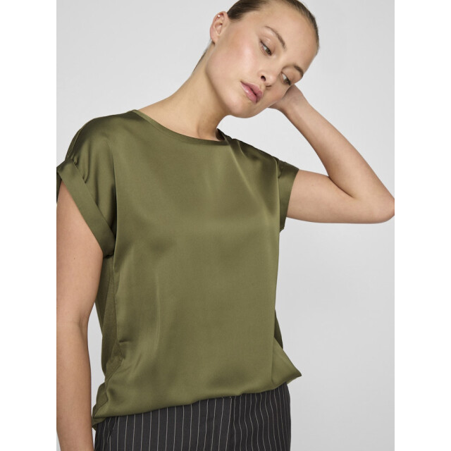 Vila viellette s/s satin top noos 14059563 capulet olive 06613.369.0016 large