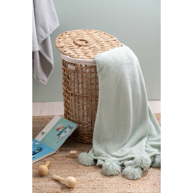 J-Line Manden met deksel was waterhyacint naturel (2-delig) 11131 large