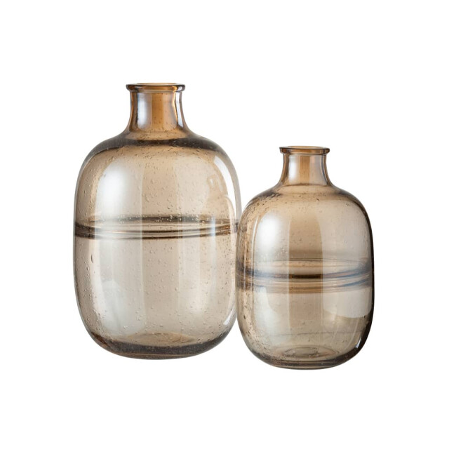 J-Line Vaas rond ribbel glas large amber 23322 large
