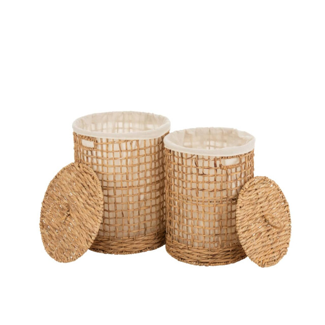 J-Line Manden met deksel was waterhyacint naturel (2-delig) 11131 large