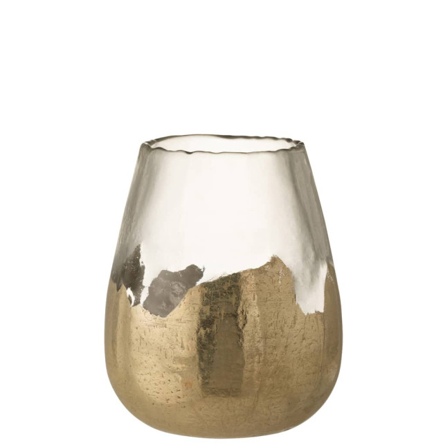 J-Line Theelichthouder rond glas goud large zoe 7517 large