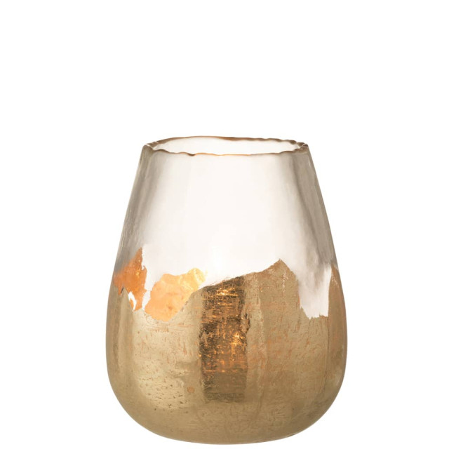 J-Line Theelichthouder rond glas goud large zoe 7517 large