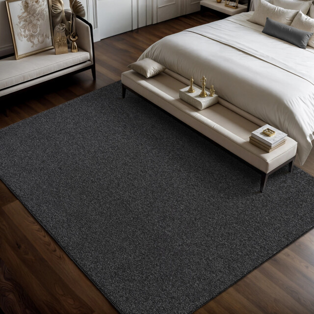 Muratap Lora plus laagpolig effen vloerkleed geweven design antraciet- 120x170 cm 3068430 large