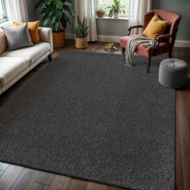 Muratap Lora plus laagpolig effen vloerkleed geweven design antraciet- 120x170 cm 3068430 large