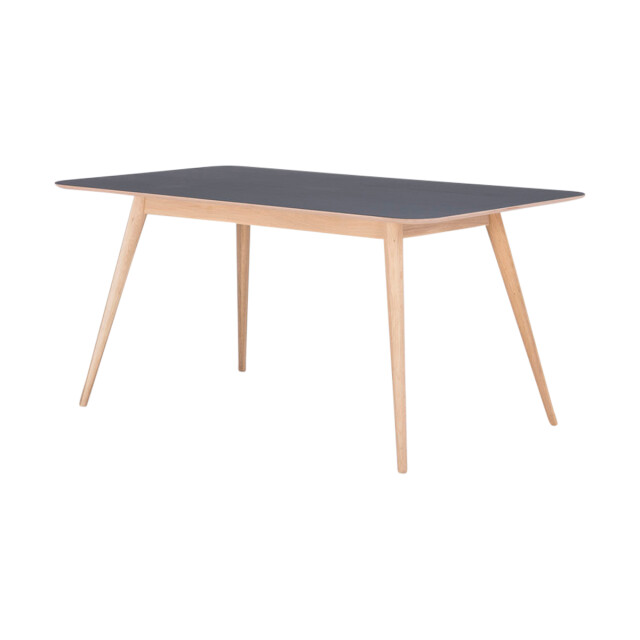Gazzda Stafa table houten eettafel whitewash met linoleum tafelblad nero 160 x 90 2333128 large
