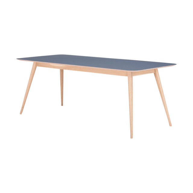 Gazzda Stafa table houten eettafel whitewash met linoleum tafelblad smokey blue 180 2333123 large