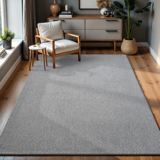 Muratap Lora plus laagpolig effen vloerkleed geweven design wit- 80x150 cm 3068409 large