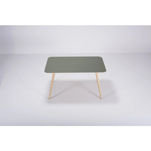 Gazzda Stafa table houten eettafel whitewash met linoleum tafelblad dark olive 140 2333121 large