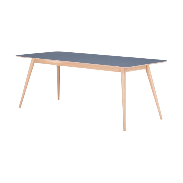 Gazzda Stafa table houten eettafel whitewash met linoleum tafelblad smokey blue 160 2333124 large