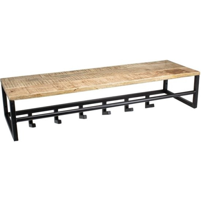 Vtw Living Kapstok van mangohout wandkapstok industrieel zwart - 6 haken 80 x 3068390 large