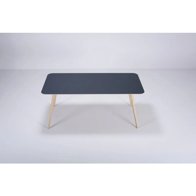 Gazzda Stafa table houten eettafel whitewash met linoleum tafelblad smokey blue 180 2333123 large