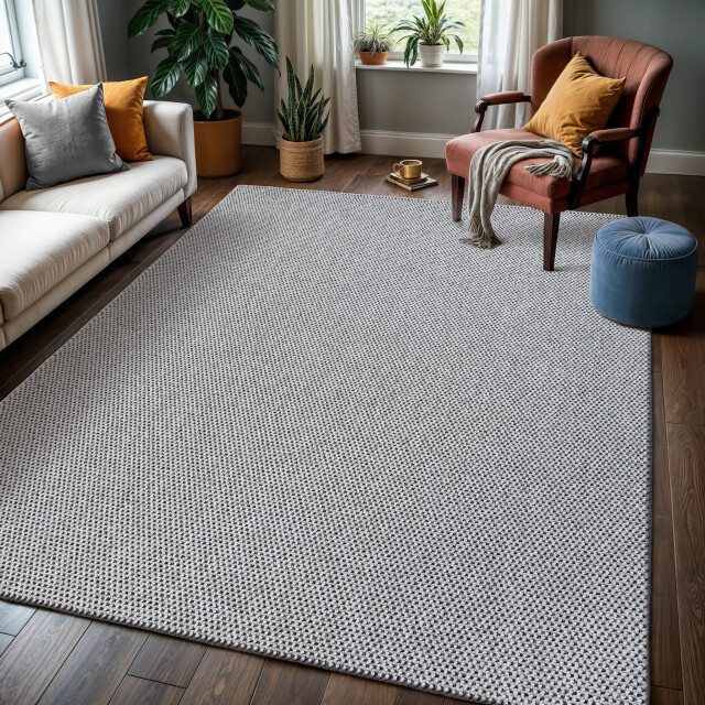 Muratap Lora plus laagpolig effen vloerkleed geweven design wit- 80x150 cm 3068409 large