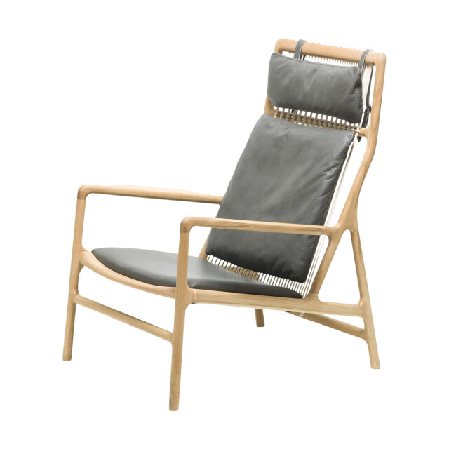 Gazzda Dedo lounge chair whitewash eiken dakar leather grey zitting 2333103 large