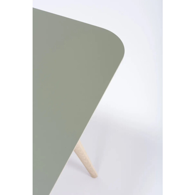 Gazzda Stafa table houten eettafel whitewash met linoleum tafelblad dark olive 180 2333119 large