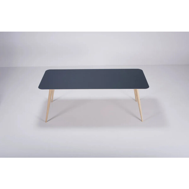 Gazzda Stafa table houten eettafel whitewash met linoleum tafelblad smokey blue 200 2333122 large