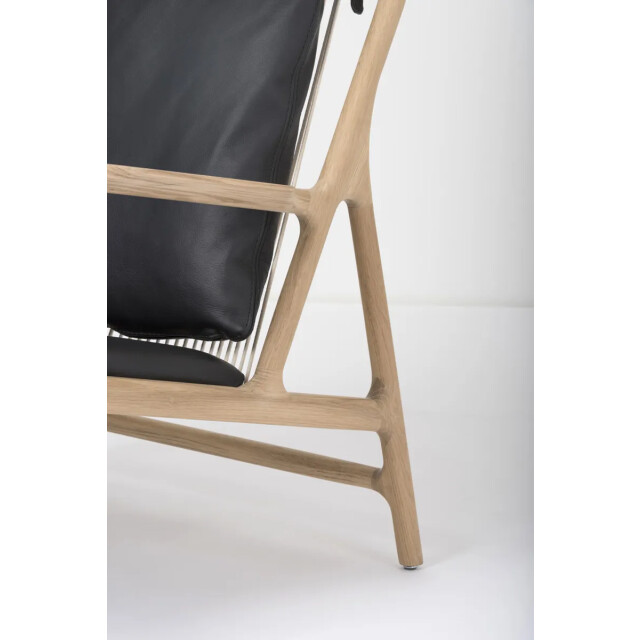 Gazzda Dedo lounge chair whitewash eiken dakar leather black zitting 2333102 large