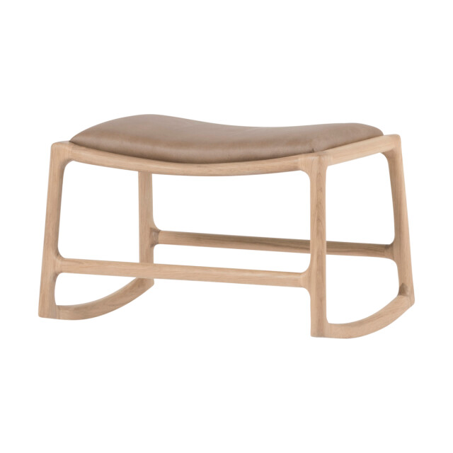 Gazzda Dedo footstool whitewash voetenbank met dakar leather stone 2380733 large