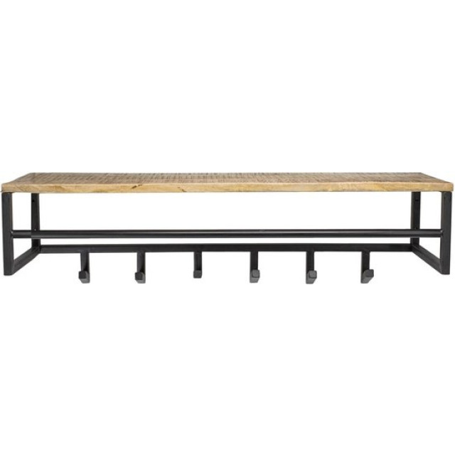 Vtw Living Kapstok van mangohout wandkapstok industrieel zwart - 6 haken 80 x 3068390 large