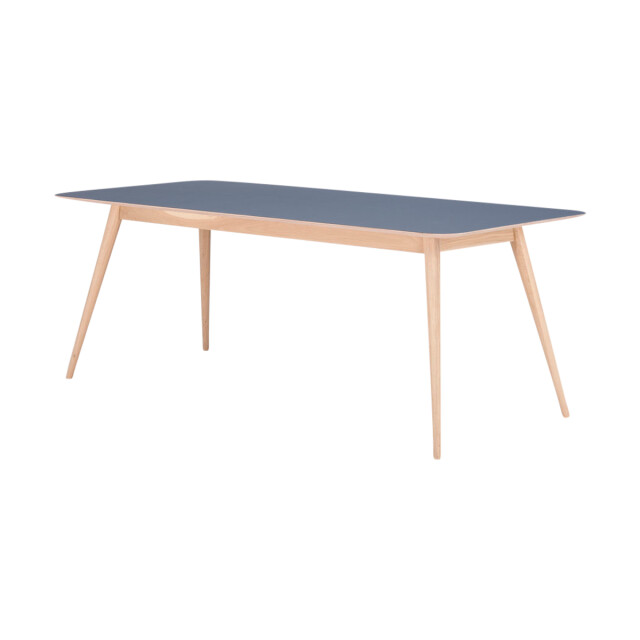 Gazzda Stafa table houten eettafel whitewash met linoleum tafelblad smokey blue 140 2333125 large