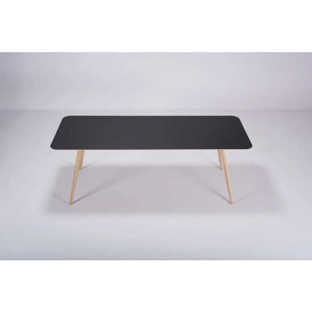 Gazzda Stafa table houten eettafel whitewash met linoleum tafelblad nero 220 x 90 2333126 large