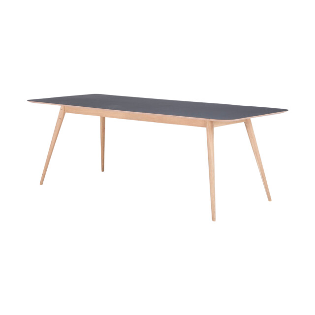 Gazzda Stafa table houten eettafel whitewash met linoleum tafelblad nero 220 x 90 2333126 large