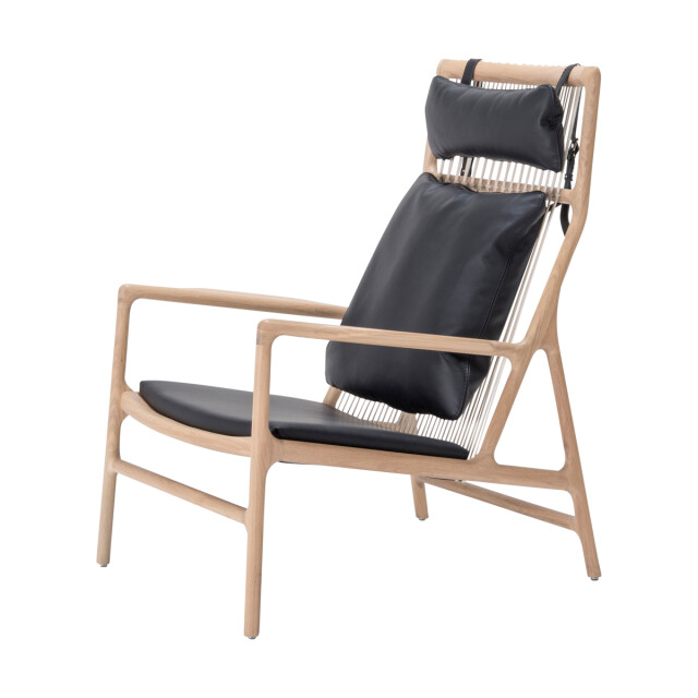 Gazzda Dedo lounge chair whitewash eiken dakar leather black zitting 2333102 large
