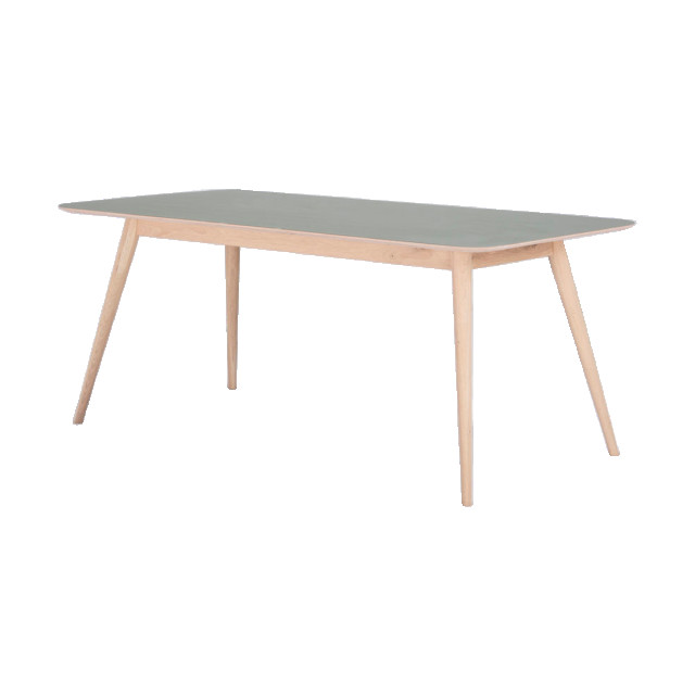 Gazzda Stafa table houten eettafel whitewash met linoleum tafelblad dark olive 160 2333120 large