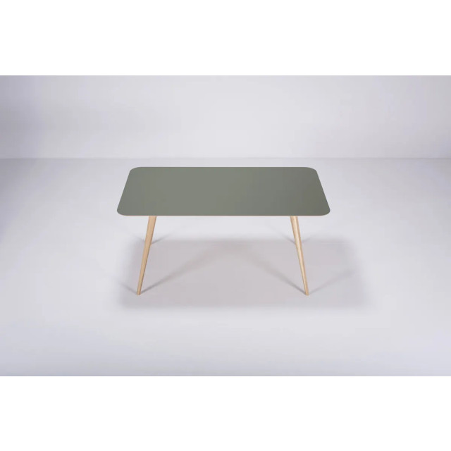 Gazzda Stafa table houten eettafel whitewash met linoleum tafelblad dark olive 160 2333120 large