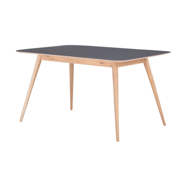 Gazzda Stafa table houten eettafel whitewash met linoleum tafelblad nero 200 x 90 2042011 large
