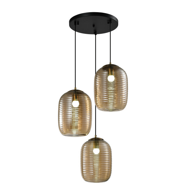 QUVIO Hanglamp 3-lichts eettafel woonkamer glas metaal - 3068476 large