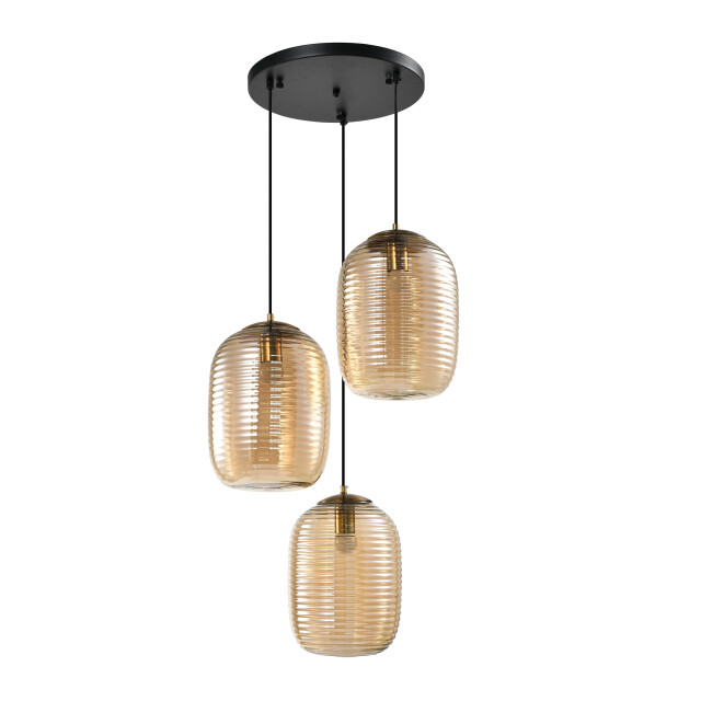 QUVIO Hanglamp 3-lichts eettafel woonkamer glas metaal - 3068476 large