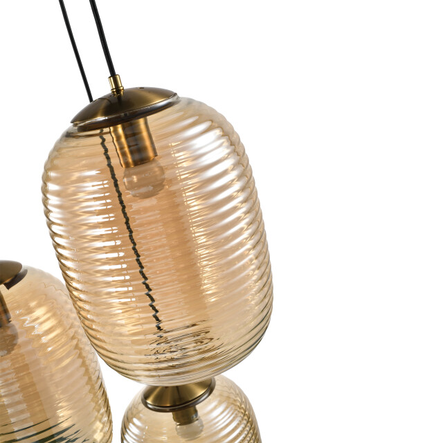 QUVIO Hanglamp 3-lichts eettafel woonkamer glas metaal - 3068476 large