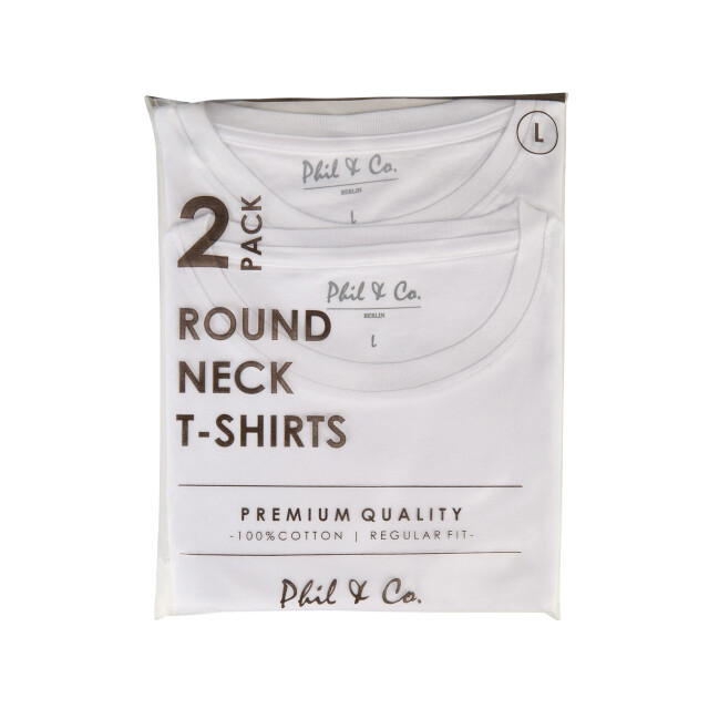 Phil & Co Heren ondershirt katoen t-shirt ronde hals 2-pack PH-TS-1 large