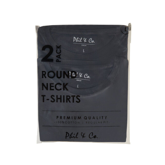 Phil & Co Heren ondershirt katoen t-shirt ronde hals 2-pack PH-TS-2 large