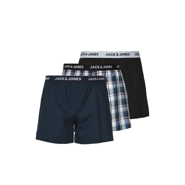 Jack & Jones Heren plus size wijde boxershorts geweven jacsaigon 3-pack donkerblauw/zwart 12278631 large Jack & Jones Heren plus size wijde boxershorts geweven jacsaigon 3-pack donkerblauw/zwart 12278631 large