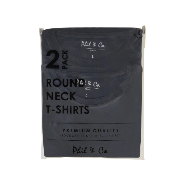 Phil & Co Heren ondershirt katoen t-shirt ronde hals 2-pack PH-TS-2 large