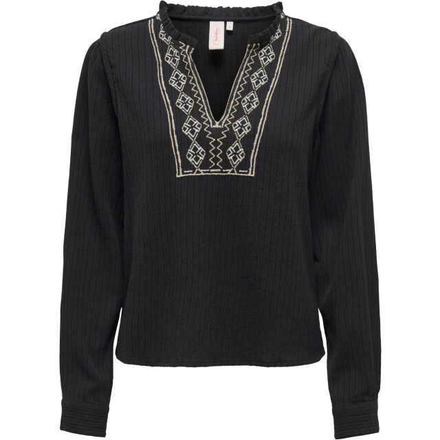 Only Onlemma ls detail v-neck top wvn cs black 15334116-177911 large