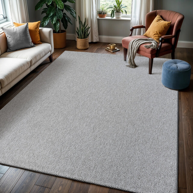 Muratap Lora plus laagpolig effen vloerkleed geweven design grijs- 120x170 cm 3068414 large